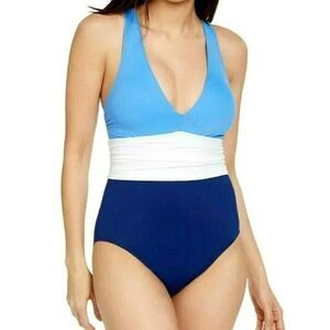 Lauren Ralph Lauren One-Piece Swimsuit Blue White Navy Size 18W